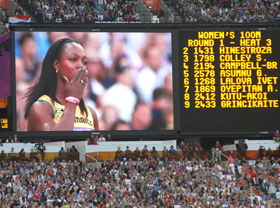 Veronica Campbell-Brown on Olympic screen
