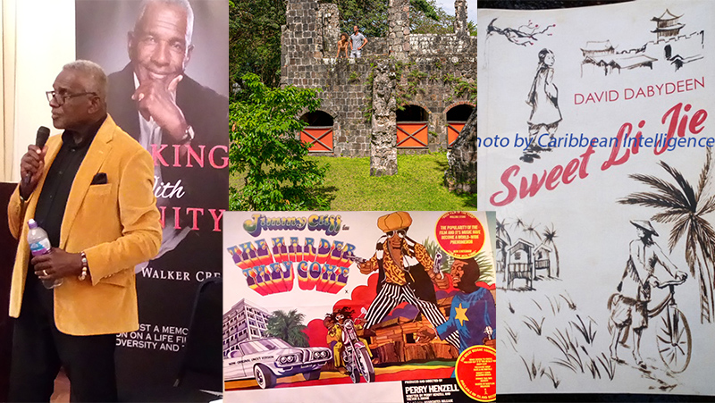 Caribbean Intelligence year-end review. picture shows Rudolph Walker,St kitts tourism site, David dabydeen book and The Harder They Fall poster