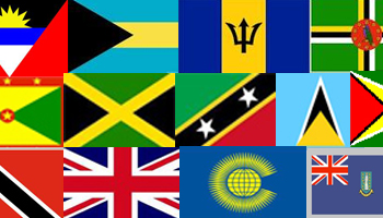 Caribbean and UK flags montage
